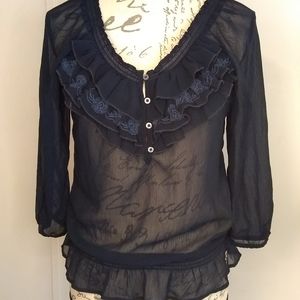 Hollister sheer blue blouse